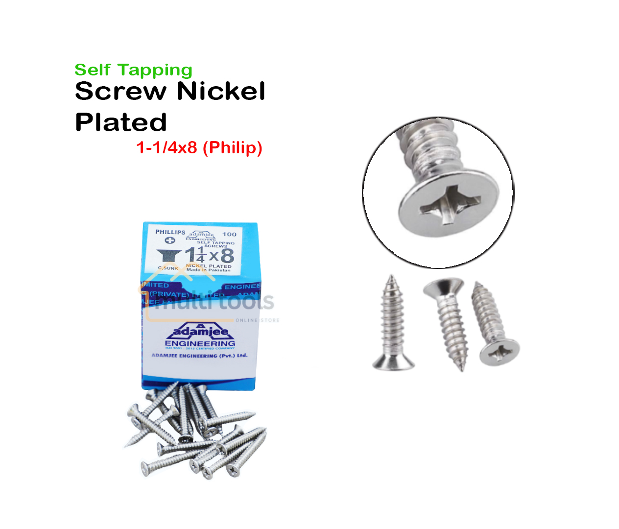 Self Tapping Screw Nickel Plated 1-1/4 X 8 (Philip)